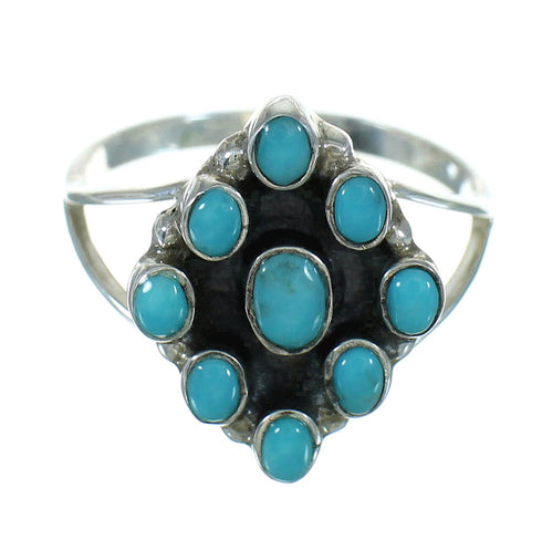 Southwestern Silver And Turquoise Jewelry Ring Size 8-1/2 YX71583